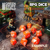 GreenStuffWorld - 7x Mix 16mm Dice - Arancione