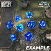 GreenStuffWorld - 7x Mix 16mm Dice - Blu e Turchese Trasparente