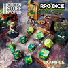 GreenStuffWorld - 7x Mix 16mm Dice - Verde Marmo