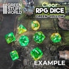 GreenStuffWorld - 7x Mix 16mm Dice - Verde e Giallo Trasparente