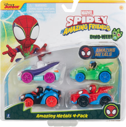 Jazwares - Spidey 4 veicoli Dino Diecast Metal