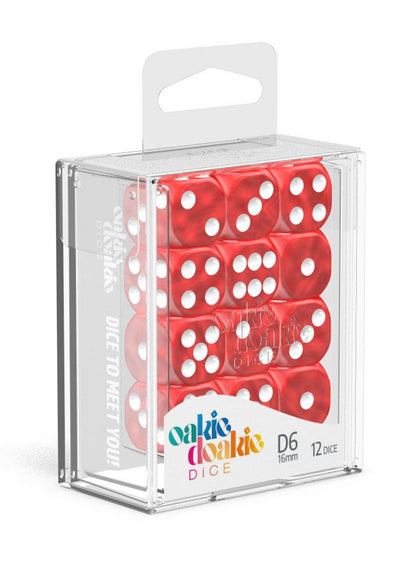 Oakie Doakie Dice D6 Dice 16 mm Marble - Red (12)