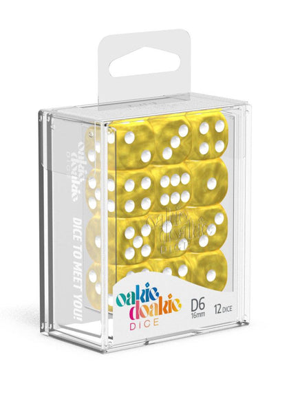 Oakie Doakie Dice D6 Dice 16 mm Marble - Yellow (12)