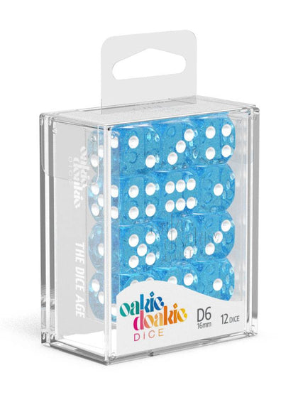 Oakie Doakie Dice D6 Dice 16 mm Speckled - Light Blue (12)