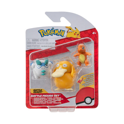 Pokémon - Battle Figure - Set 3 personaggi - Charmender, Galarian Darumaka e Psyduck