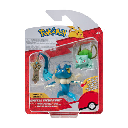 Pokémon - Battle Figure - Set 3 personaggi - Honedge with stand, Bulbasaur e Frogedier